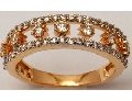 Rail pattern Diamond Pave studded Ladies Gold Ring