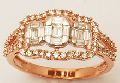 Rose Gold Asscher Set Baguette Diamond Split Shank Ring
