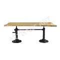 Rustic Solid Wood Live Edge Crank Dining Table