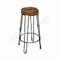 Vintage Industrial Bar Stool With Jute Padded Seat