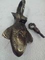 Indian antique brass whale fish lock