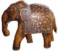 WOODEN CRAVED HAND PAINTED ELEPHANT SCULPTURE