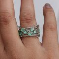 Genuine Pave Diamond Emerald Ring