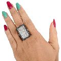 Silver Loose Diamond Crystal Rectangle Shaker Ring