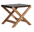 Leather Top Folding Wooden Stool
