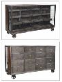 IRON WOODEN DOUBLE DRAWER CHEST