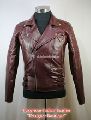 biker leather jacket maroon