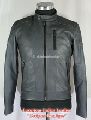 patch biker grey leather jacket