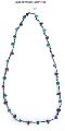 Violet And Sea Green Color Glass Bead Necklace