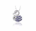 925 Sterling Silver with Rhodium Plated Swan Pendant