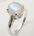 silver rainbow moonstone engagement ring