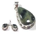 Ocean Jasper Gemstone Sterling Silver Jewelry Pendant And Earring Set