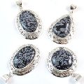 snowflake obsidian stone pendants