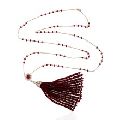 Rose Gold Indian Ruby Diamond Tassel Necklace