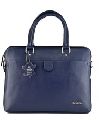Blue Genuine Leather Women Laptop Bag