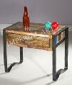 IRON WOOD SIDE TABLE WITH 1 DRAWER