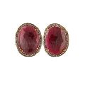 Designer Pave Diamond AND Ruby Stud Earring