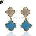 Turquoise And Mother of Pearl Gemstone Earring