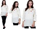 Cotton Cream Embroidered Long Tops