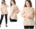 Cotton Peach Embroidered Long Tops