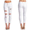 Ladies White Ripped Jeans