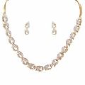 Gold Crystal Diamonds With Chain Necklace