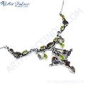 Handcrafted Multi Gemstone Silver Necklace