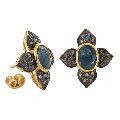 Victorian Diamond and Sapphire Gold Plated Silver Earrings