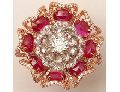 Big Floral Ruby Diamond Wedding Ring