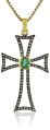 Sterling Silver Jewellery Diamond & Green Onyx Cross Pendant