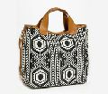 Jacquard and Leather Tote Bag