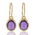 1 Micron gold plated 925 sterling silver base metal and Amethyst dangle earrings