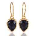 1 Micron gold plated 925 sterling silver base metal and Black Onyx dangle earrings