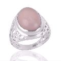 925 Silver Mens Ring Pink Opal Gemstone Mens Ring