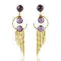 Amethyst Color Stone 925 Sterling Silver Earring