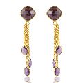 Gold Plated Amethyst Color Stone Sterling Silver Earring