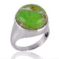 Green Copper Turquoise Gemstone 925 Sterling Silver Ring