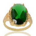 Light Green Gemstone and White Cubic Zirconia Gold Plated Fashion Ring