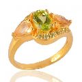 Peridot and Citrine Gold Vermeil Silver Engagement Ring
