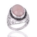 Pink Opal and Sterling Silver Mens Womens Ring