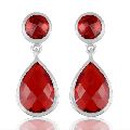 Red Stone 925 Sterling Silver Earring