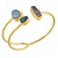 Rough Tanzanite and Rough Apatite Fashion Cuff Bracelet