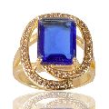 Tanzanite Gemstone and White Cubic Zirconia Gold Plated Designer Ring