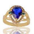 Tanzanite Sky Blue Gemstone and White Cubic Zirconia Gold Plated Fashion Ring