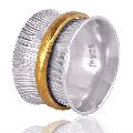 Two Tone Sterling Silver And Brass Metal Spinner Ring