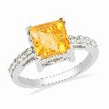 Octagon Citrine Sparkle 92.5 Sterling SIlver Ring