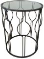 Metal Side Table with Glass Top