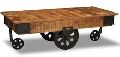 CART IRON WOODEN COFFEE TABLE