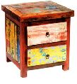 RECLAIM WOODEN BED SIDE TABLE WITH 2 DRAWER