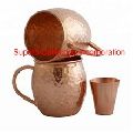 Hammered Copper Moscow Mule Mug and short glass set